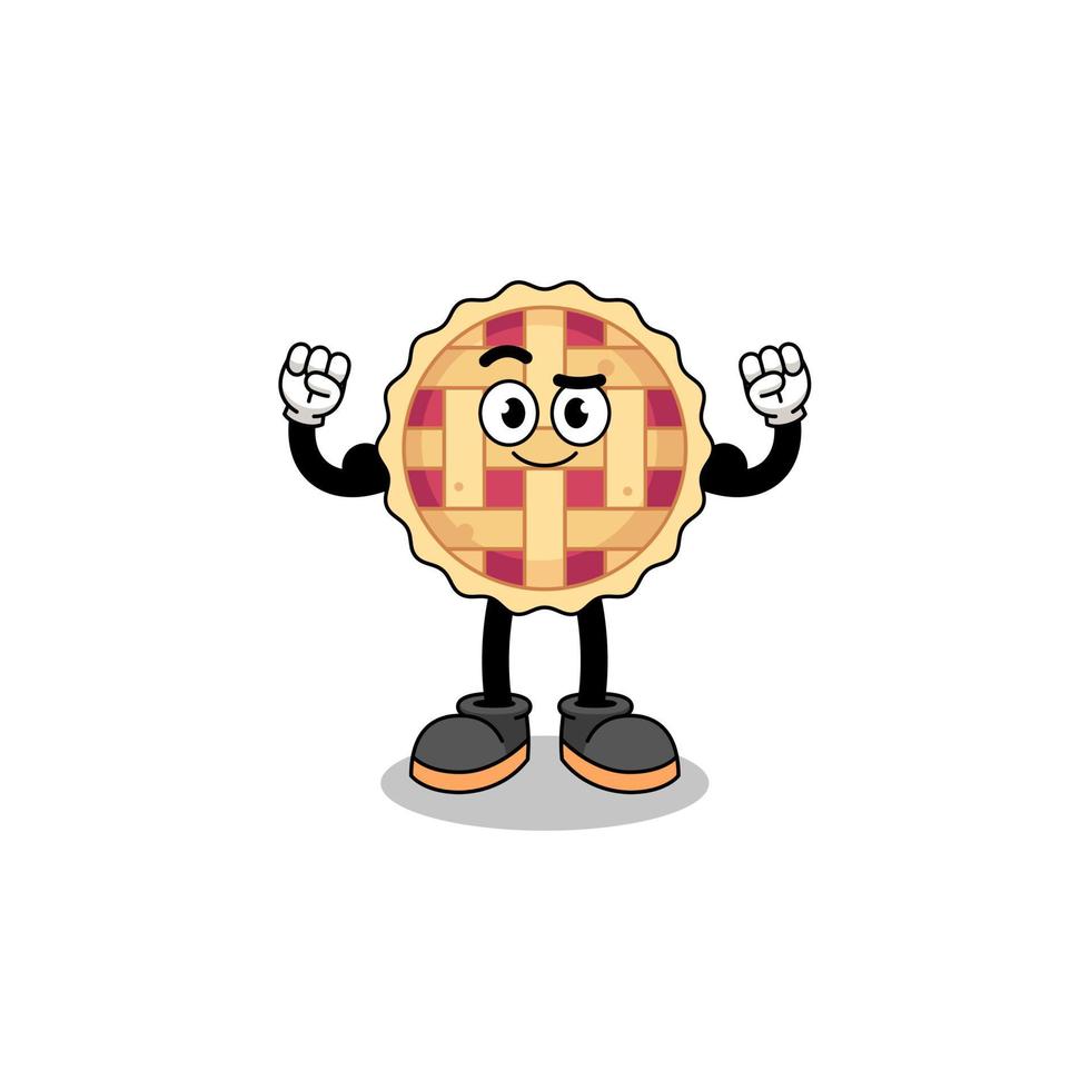 Mascot cartoon of apple pie posing with muscle vector
