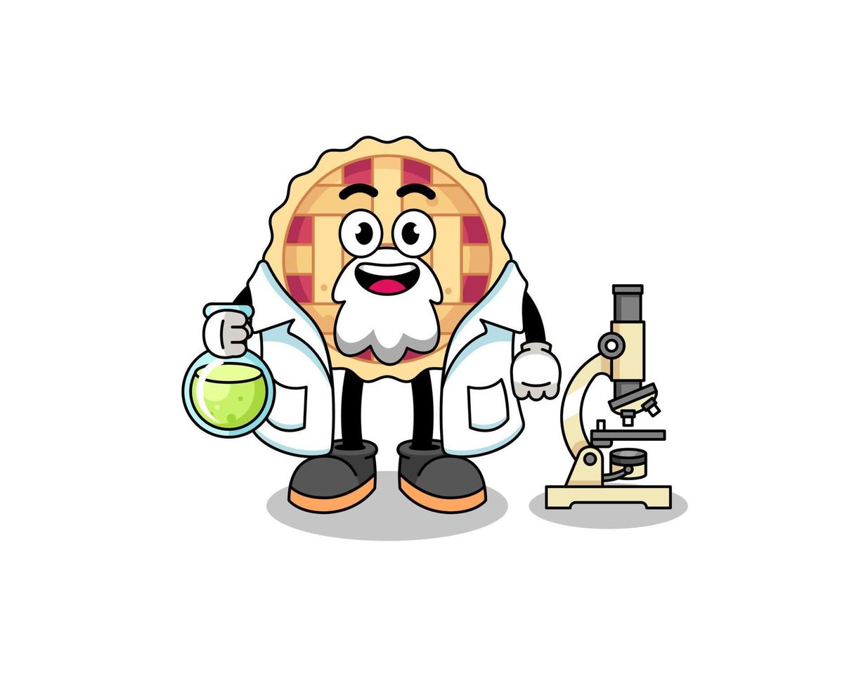 Mascot of apple pie as a scientist vector