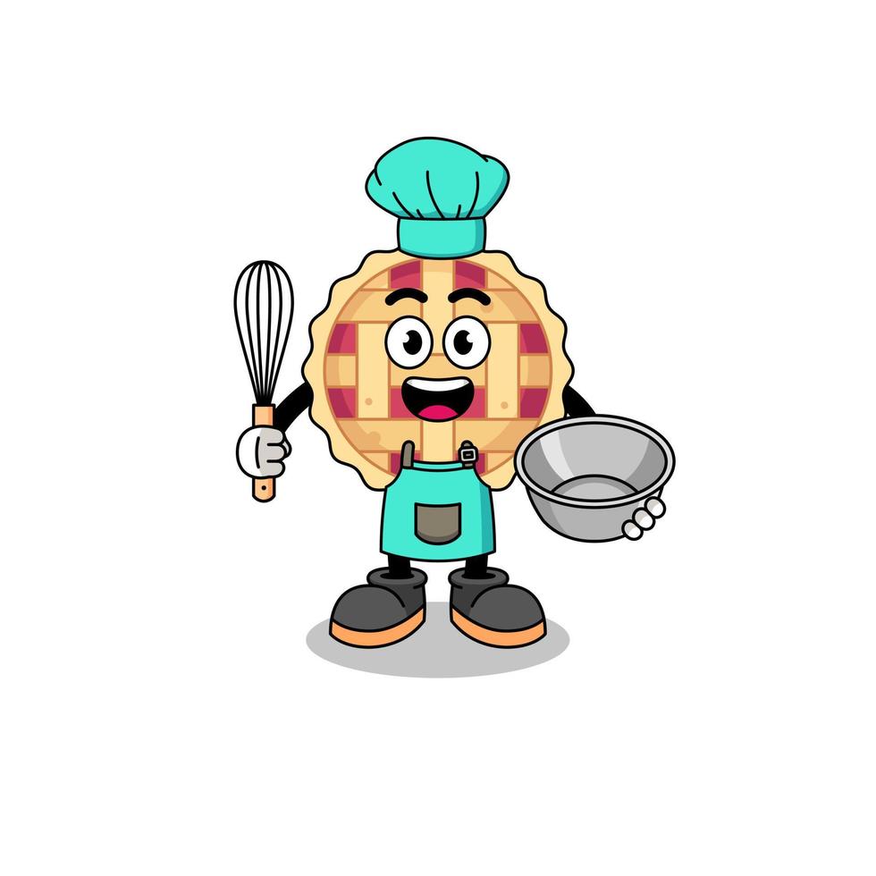 Illustration of apple pie as a bakery chef vector