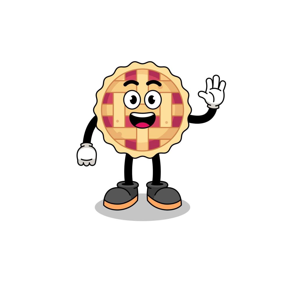 apple pie cartoon doing wave hand gesture vector