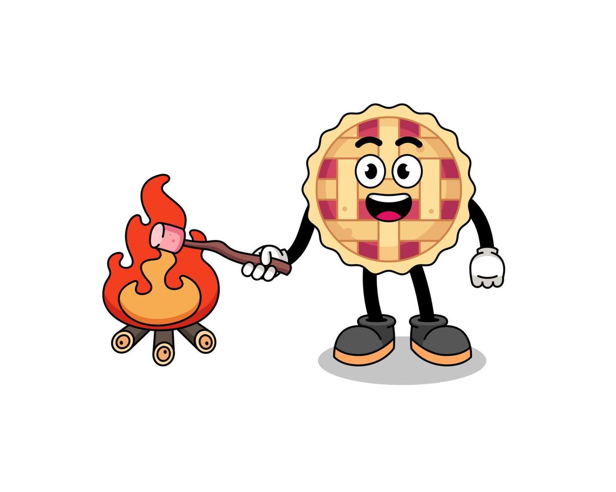 Illustration of apple pie burning a marshmallow vector