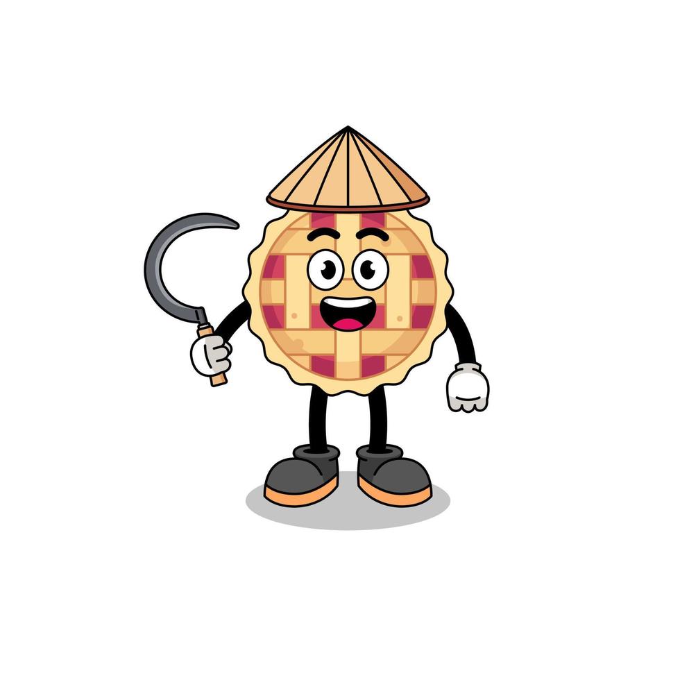 Illustration of apple pie as an asian farmer vector