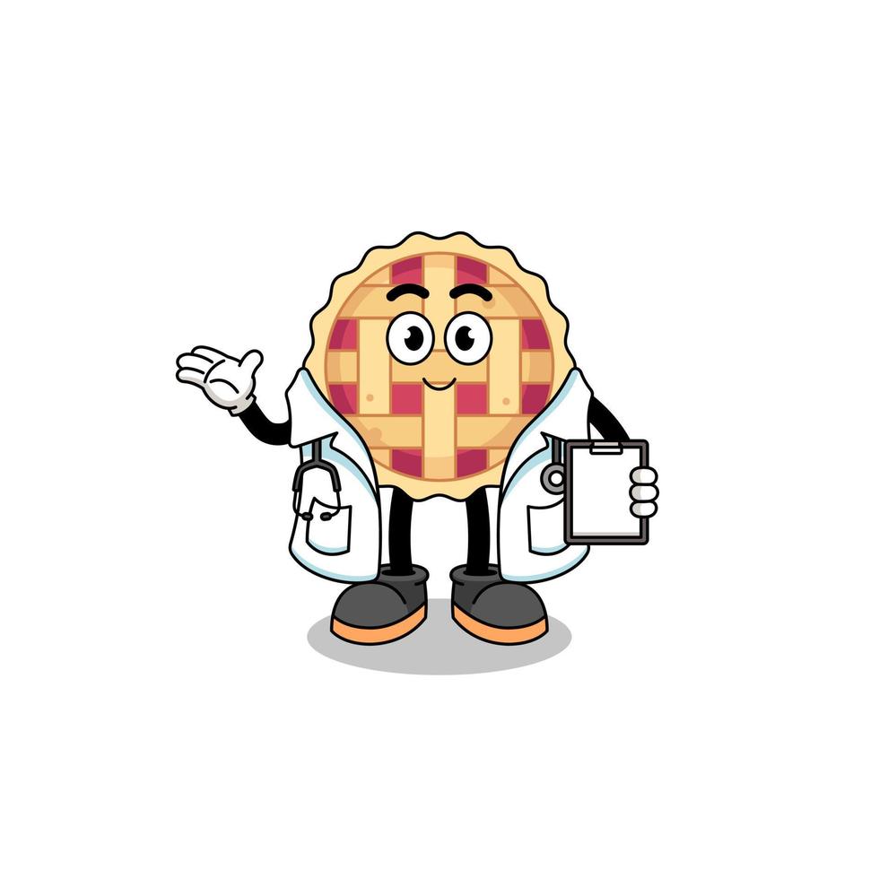 Cartoon mascot of apple pie doctor vector