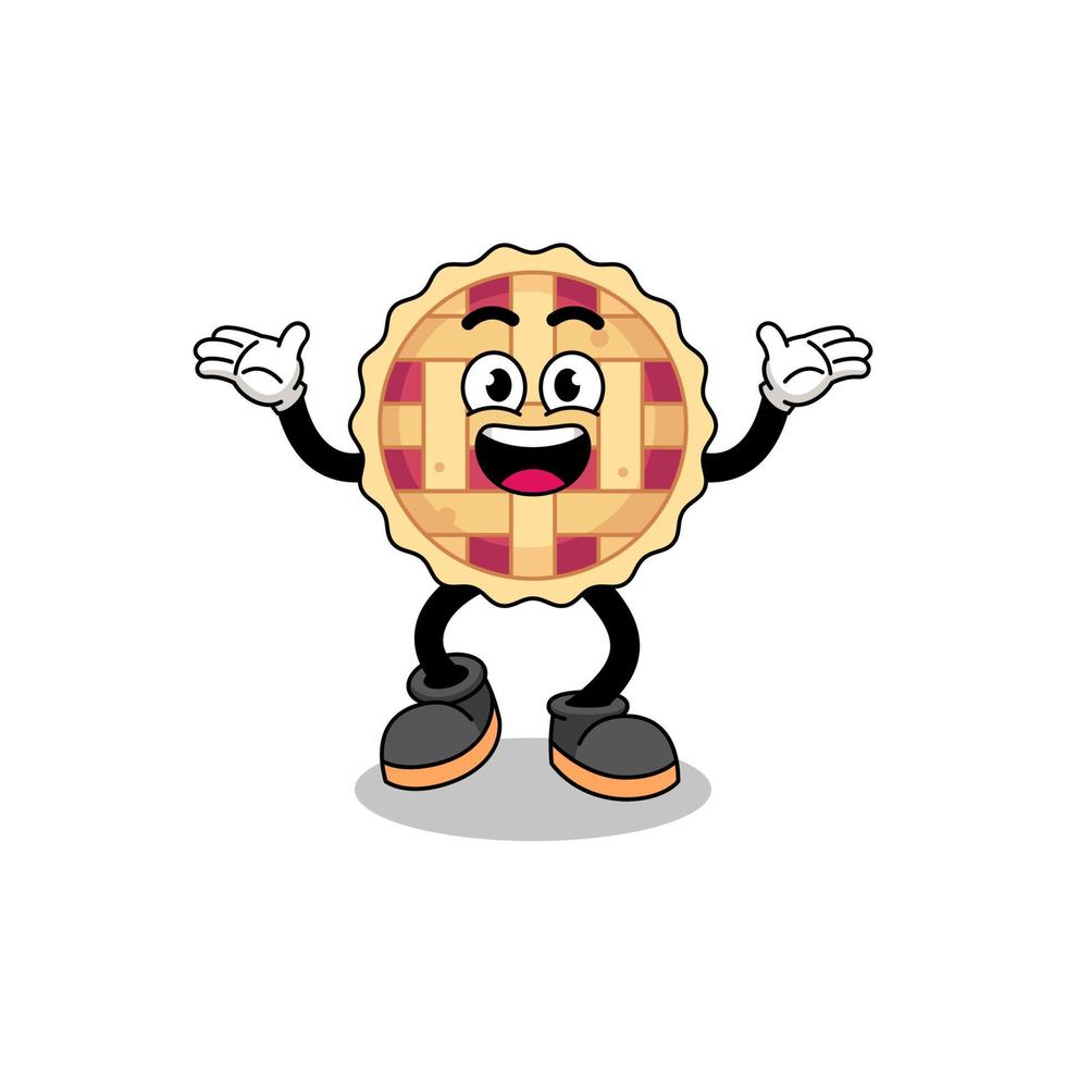 apple pie cartoon searching with happy gesture vector