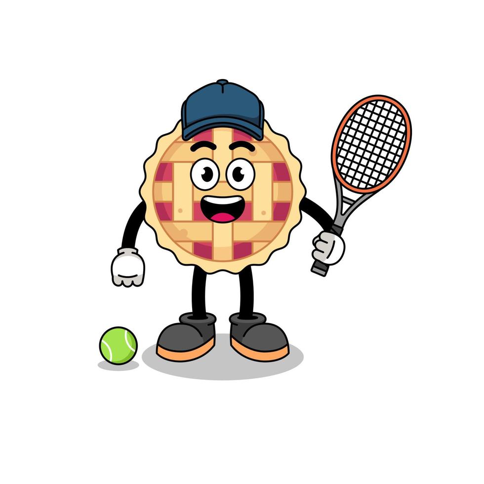 apple pie illustration as a tennis player vector