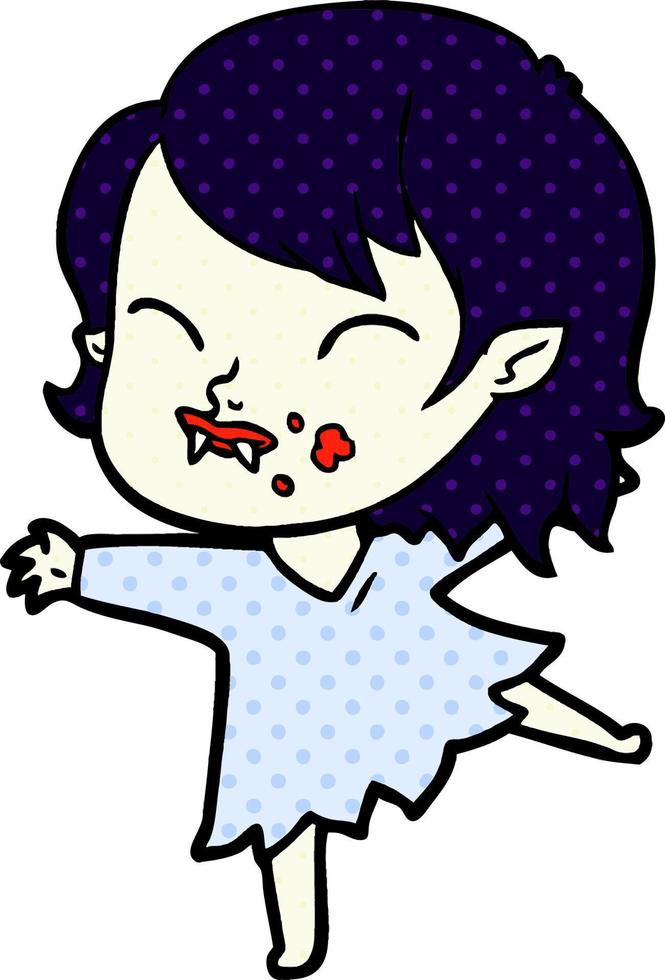 cartoon vampire girl with blood on cheek vector