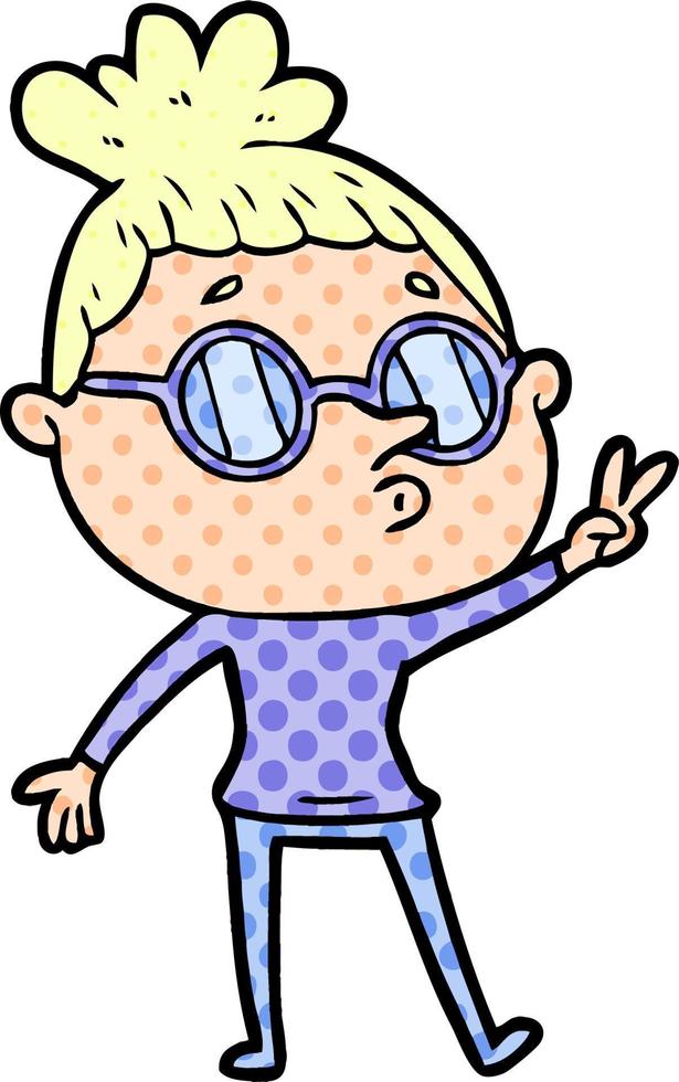 cartoon woman wearing glasses vector