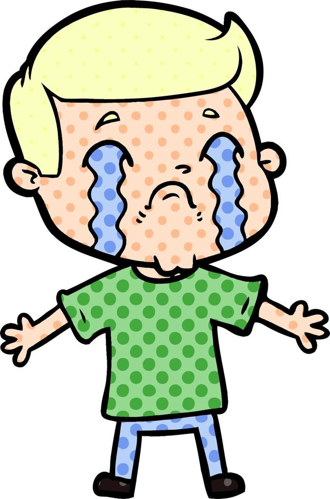 cartoon man crying vector