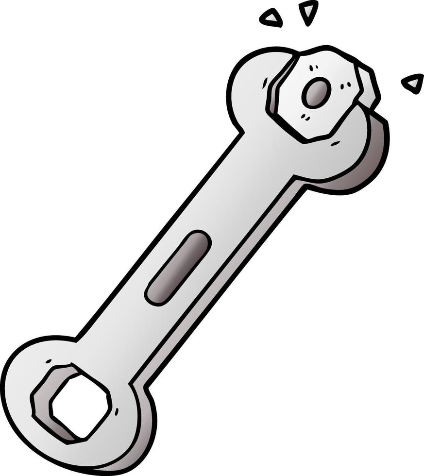 cartoon spanner turning nut vector
