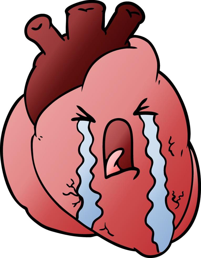 cartoon heart crying vector