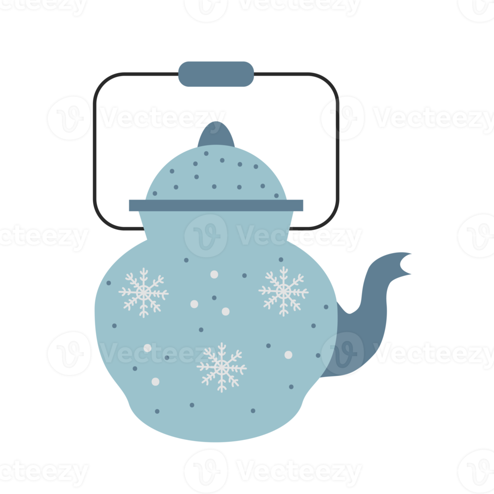 Sticker teapot with snowflakes png