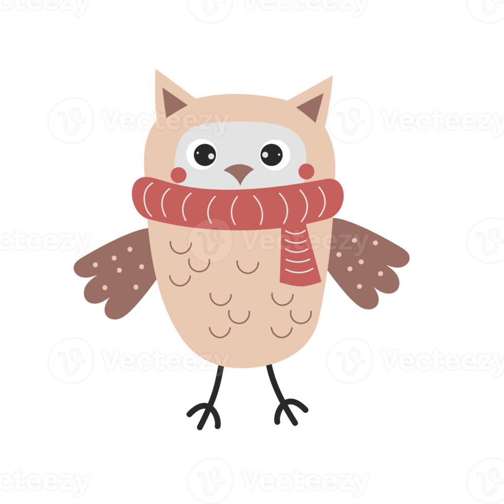 Sticker owl in a scarf png