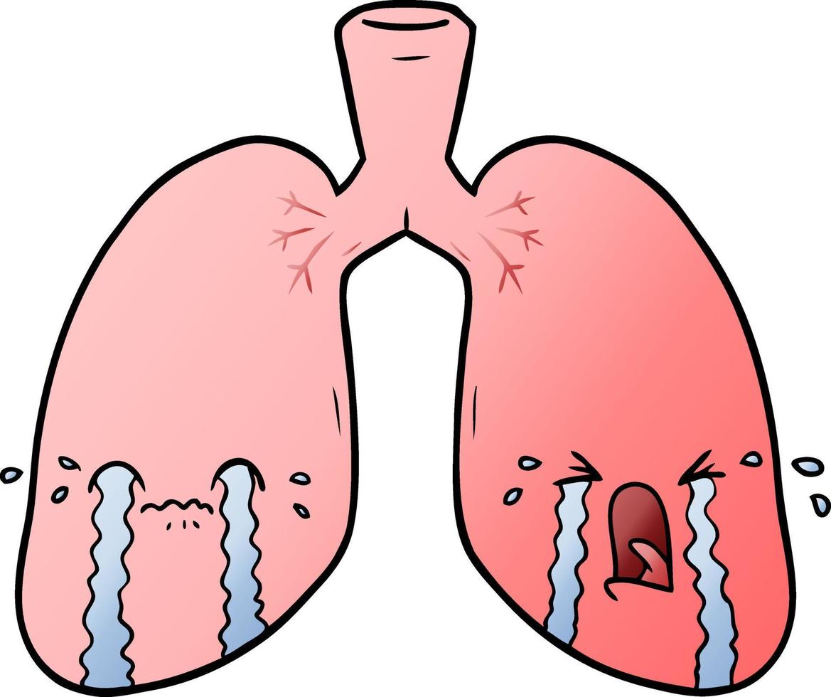 cartoon lungs crying vector