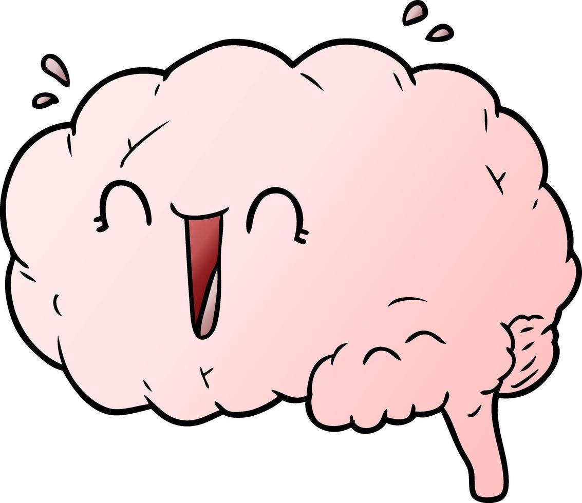 cartoon brain laughing vector