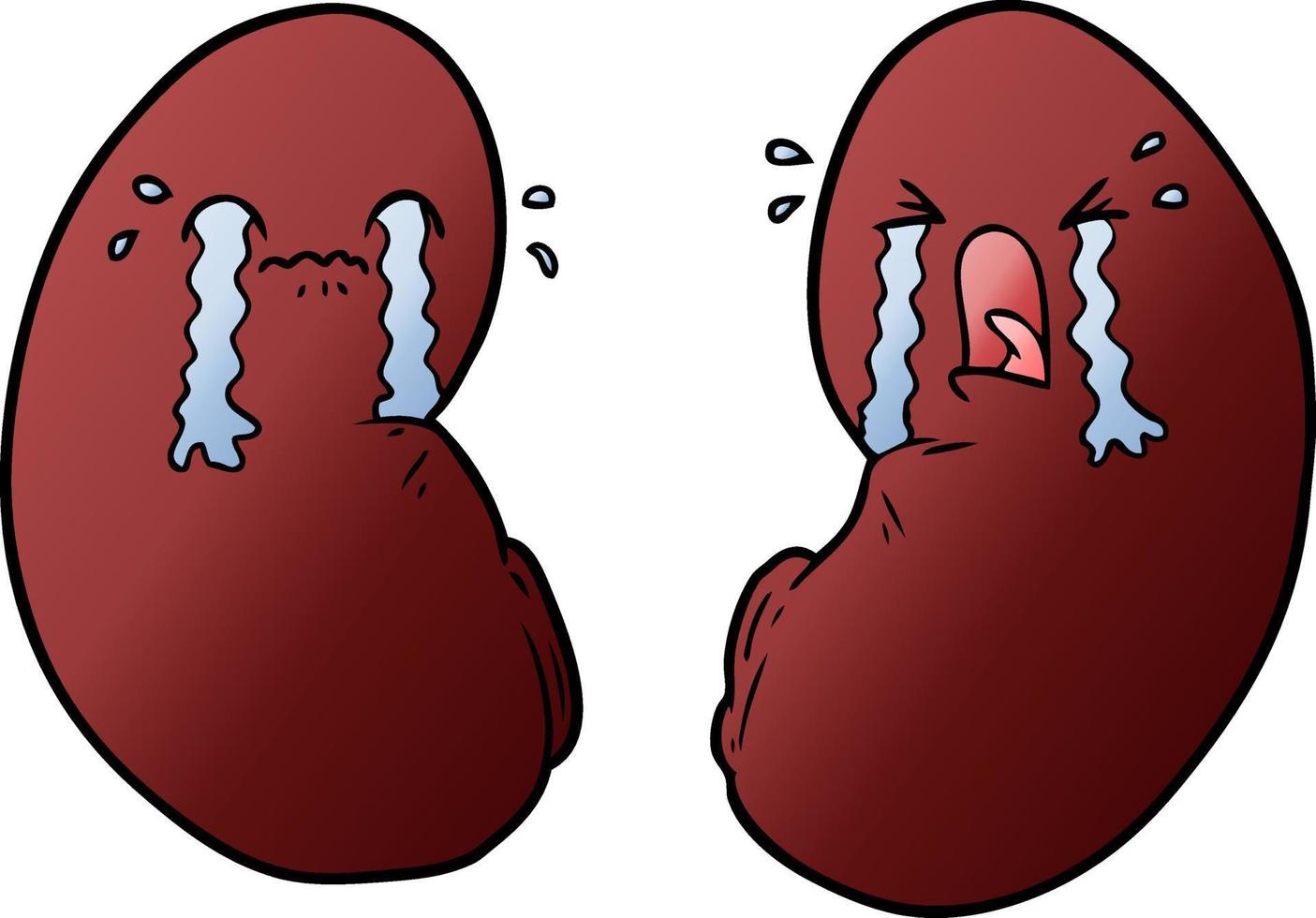 cartoon kidneys crying vector