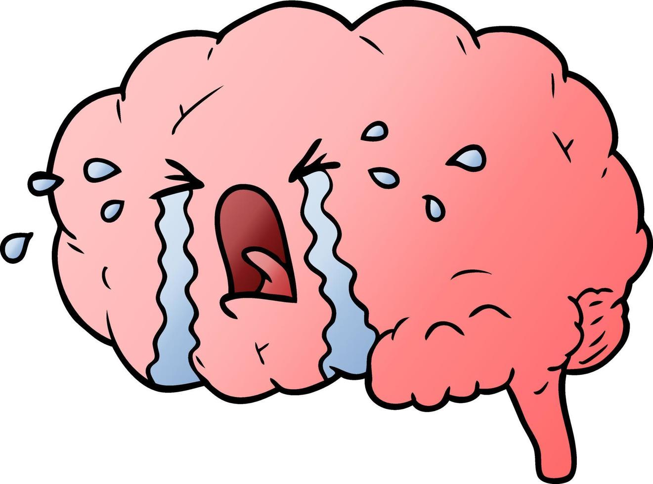 cartoon brain crying vector