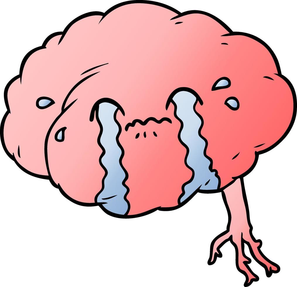 cartoon brain with headache vector