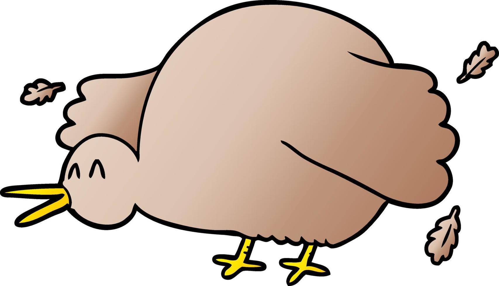 cartoon kiwi bird flapping wings vector