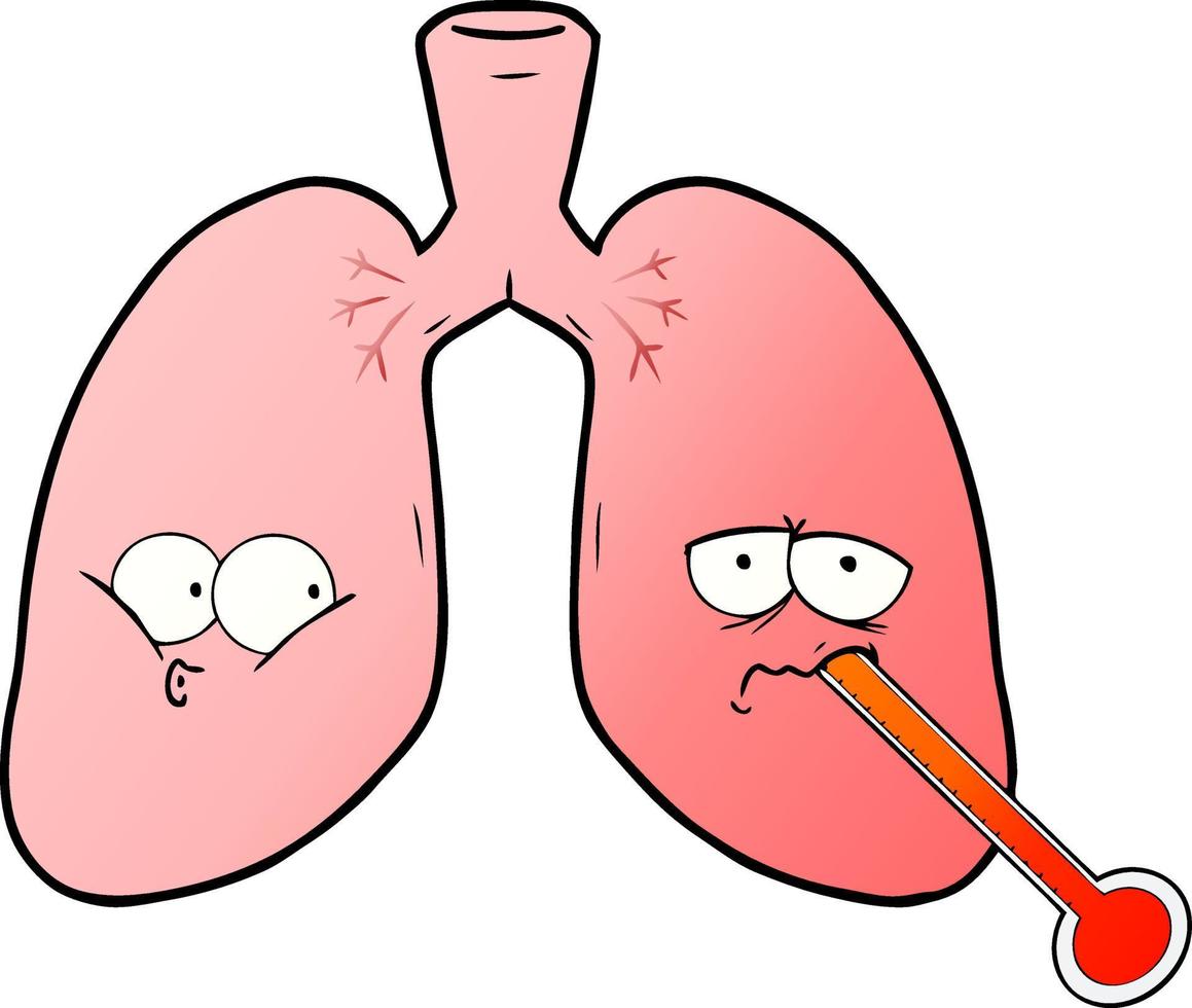 cartoon unhealthy lungs vector