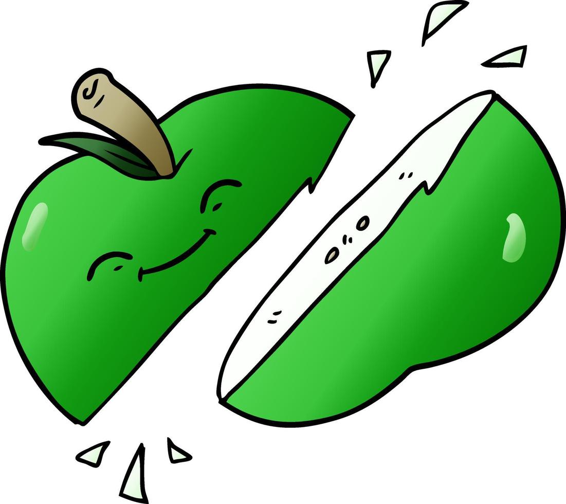 manzana en rodajas de dibujos animados vector