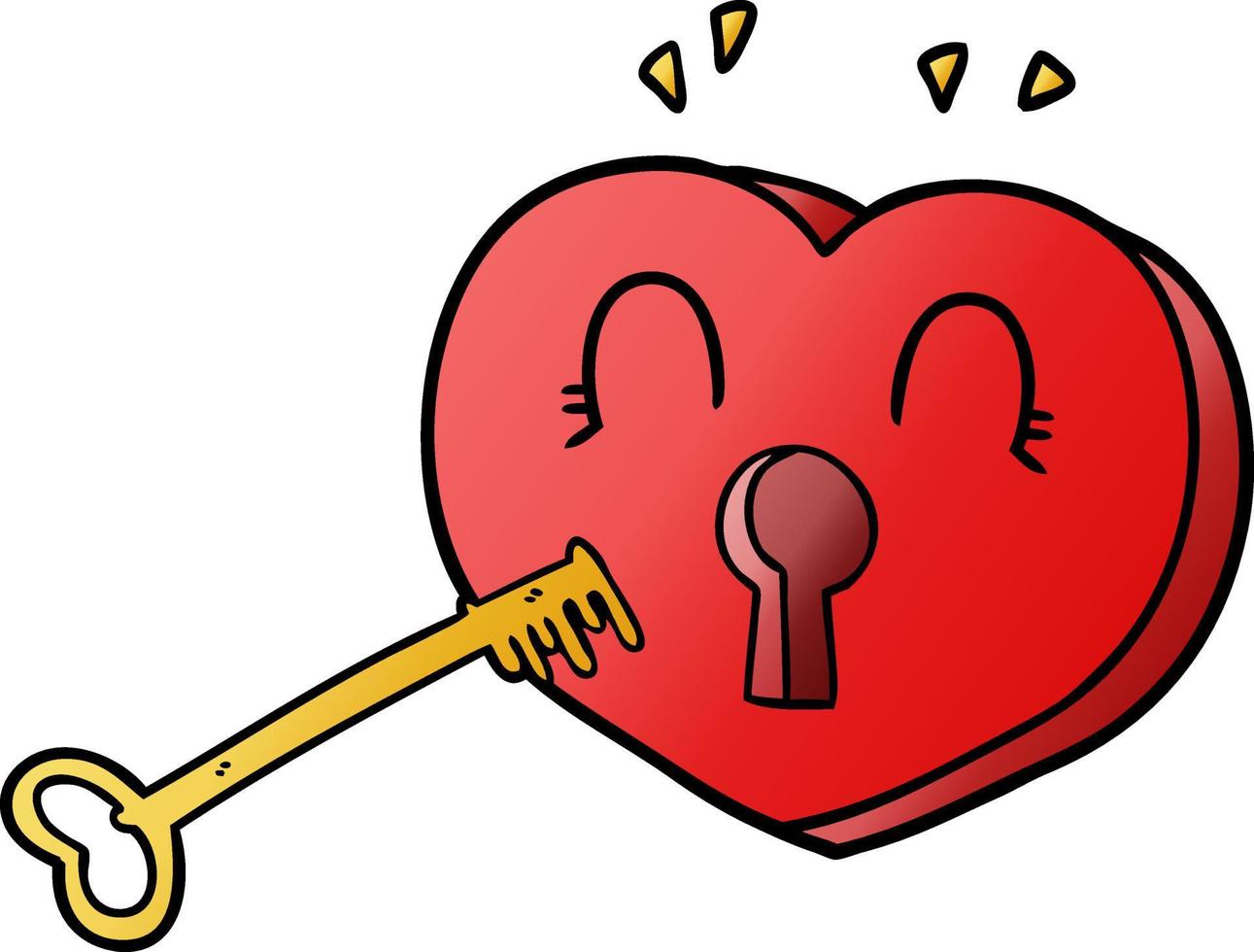 cartoon heart with key vector