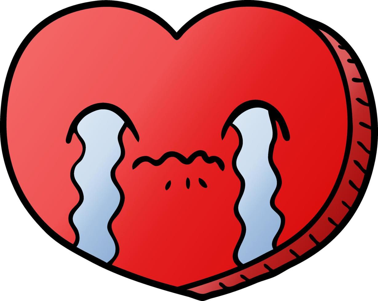 cartoon crying love heart vector