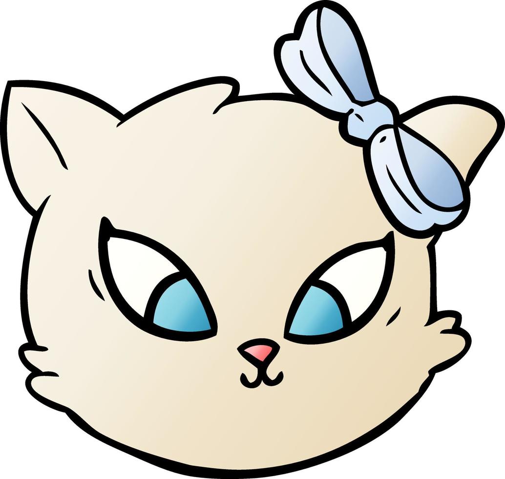 cute cartoon cat with bow vector