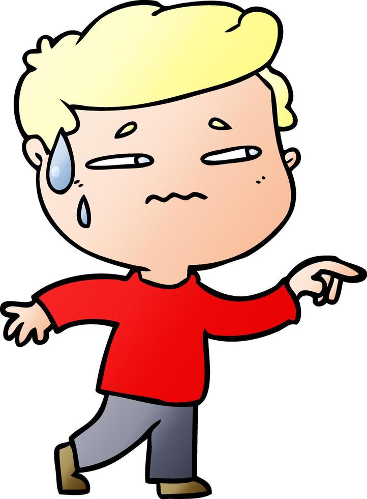cartoon anxious man pointing vector