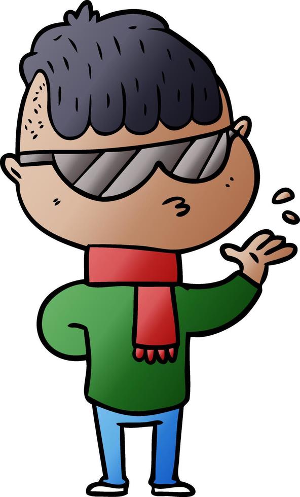 cartoon boy wearing sunglasses vector