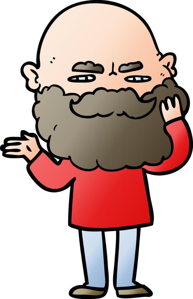 cartoon man with beard frowning vector