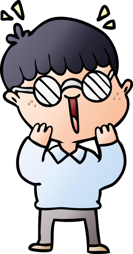 cartoon happy boy wearing spectacles vector