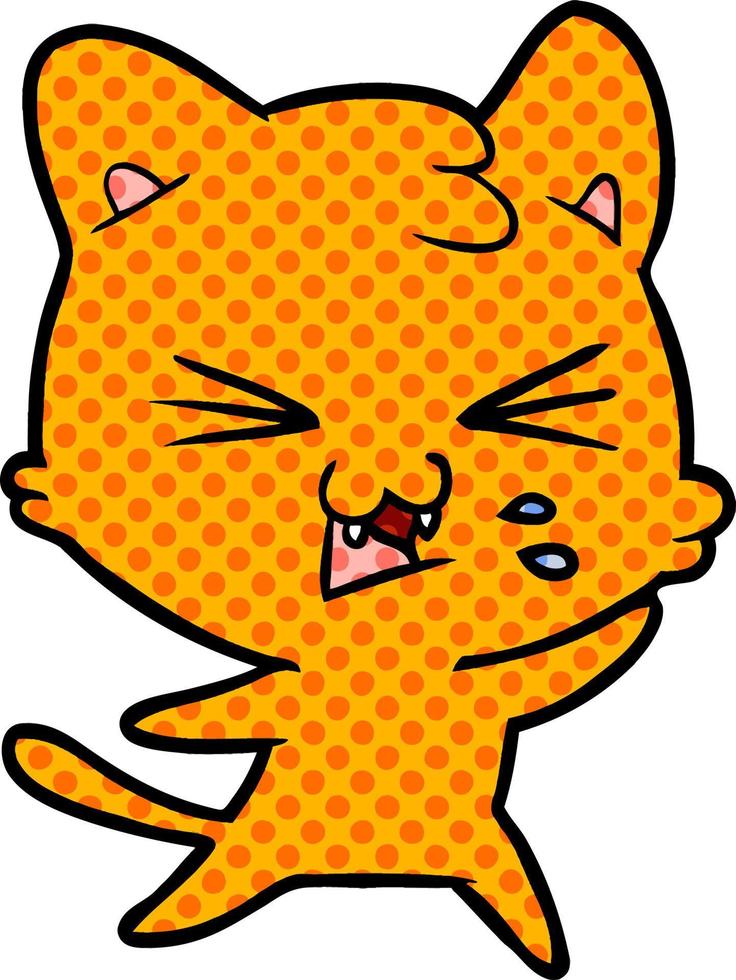 cartoon cat hissing vector