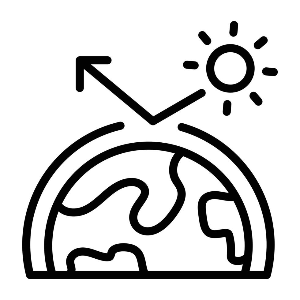 A scalable line icon of sun reflection vector