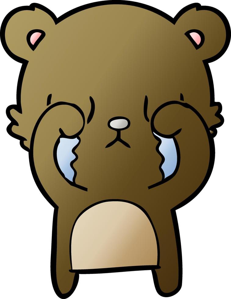 crying cartoon bear vector