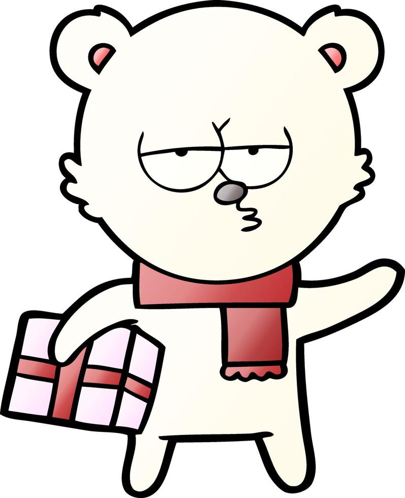 christmas polar bear cartoon vector