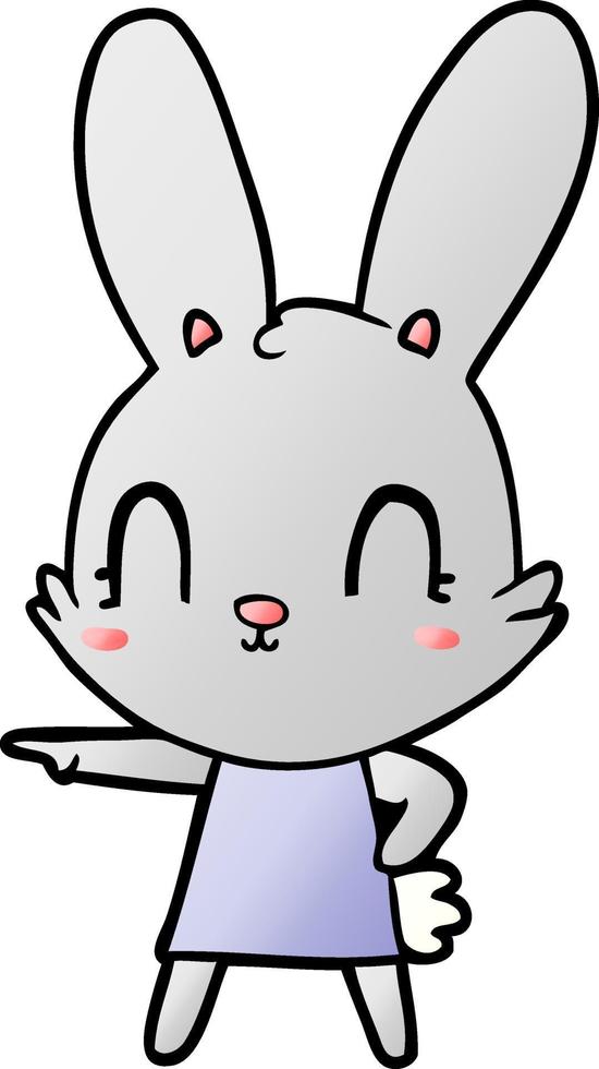 lindo conejo de dibujos animados en vestido vector