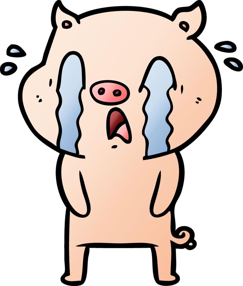 crying pig cartoon vector
