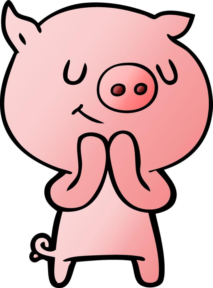 happy cartoon pig vector