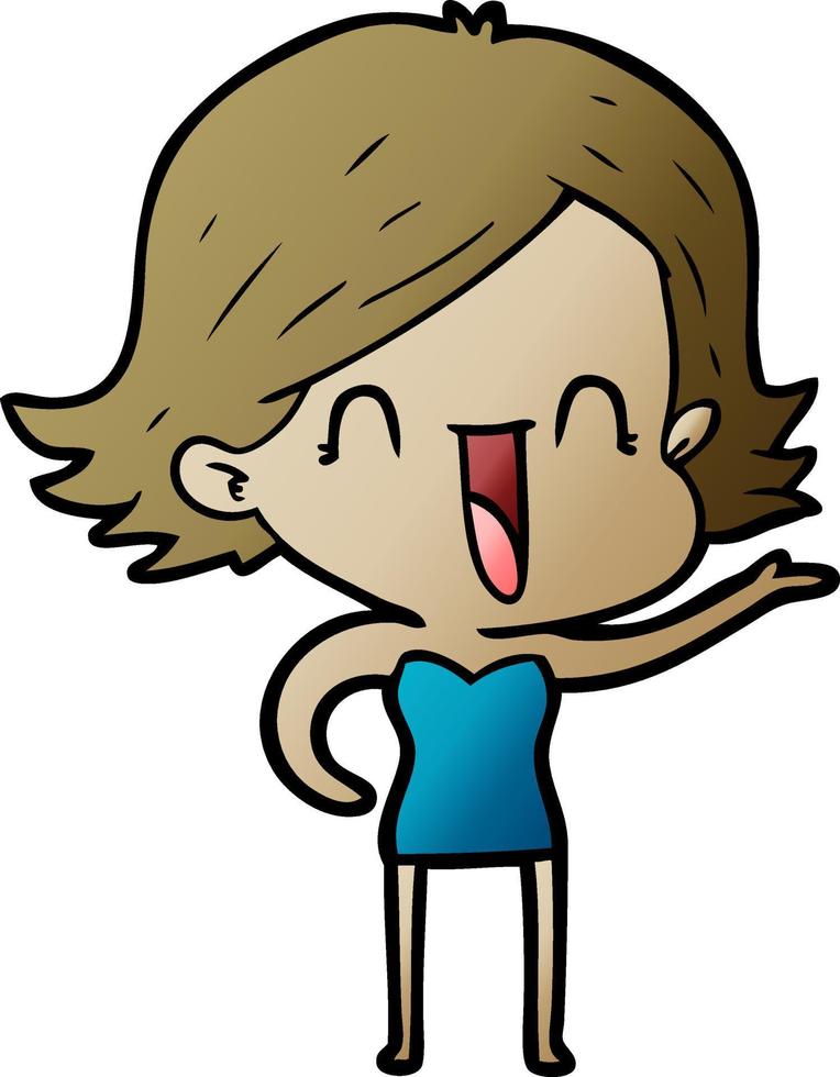 cartoon happy woman vector