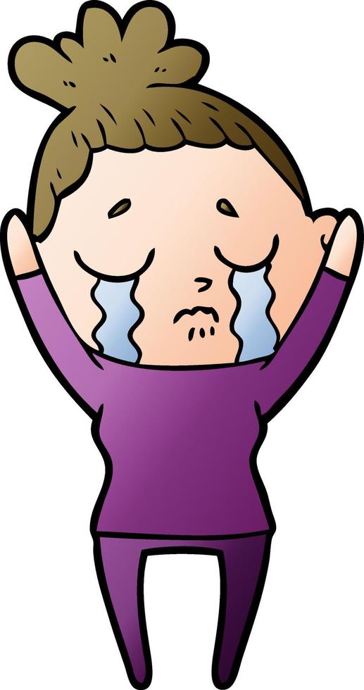 cartoon crying woman vector