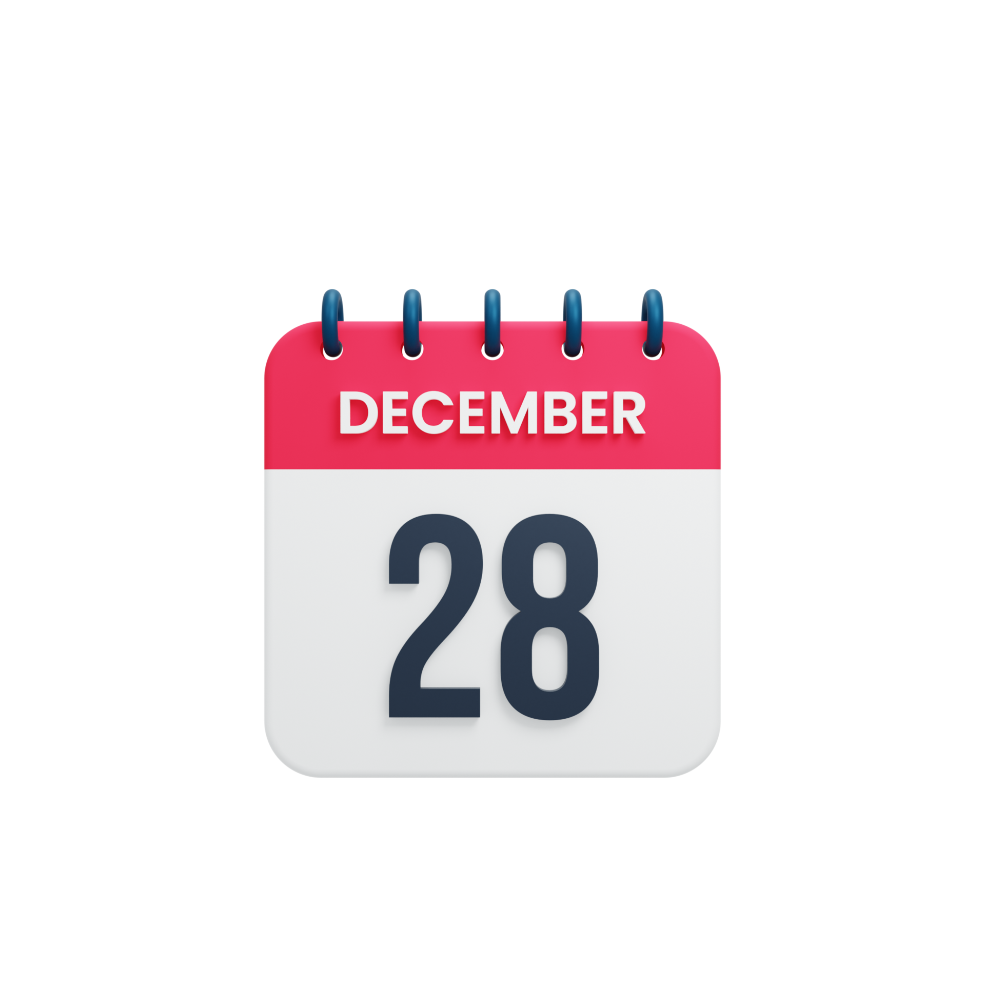 December Realistic Calendar Icon 3D Rendered Date December 28 12424194 PNG