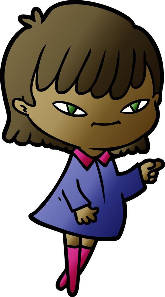 cartoon pointing woman vector