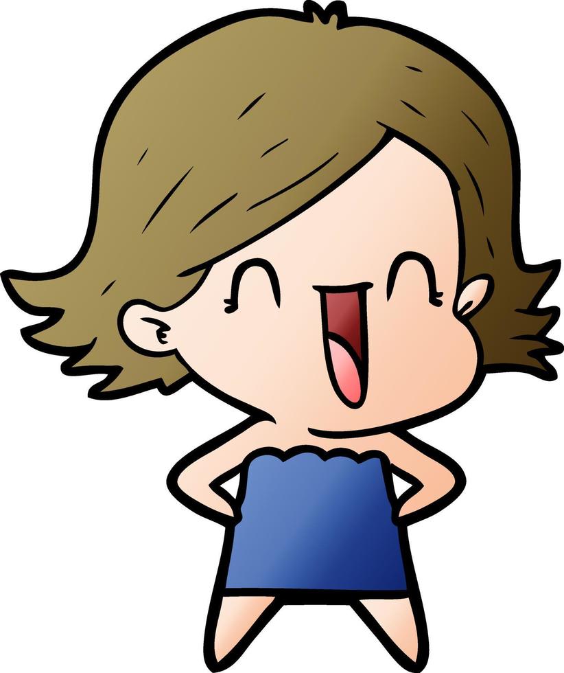 cartoon happy woman vector