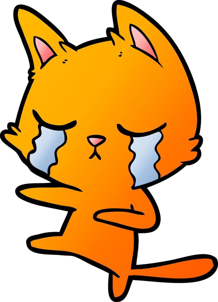 crying cartoon cat dancing vector