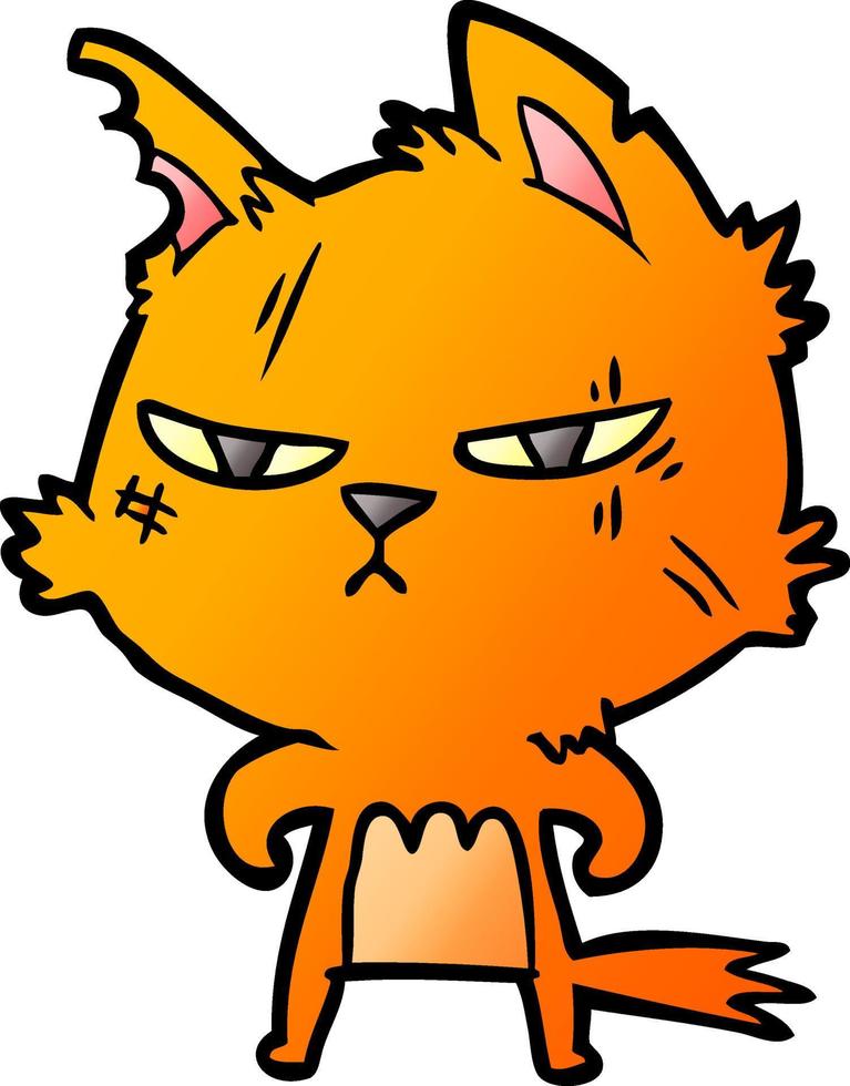 tough cartoon cat vector