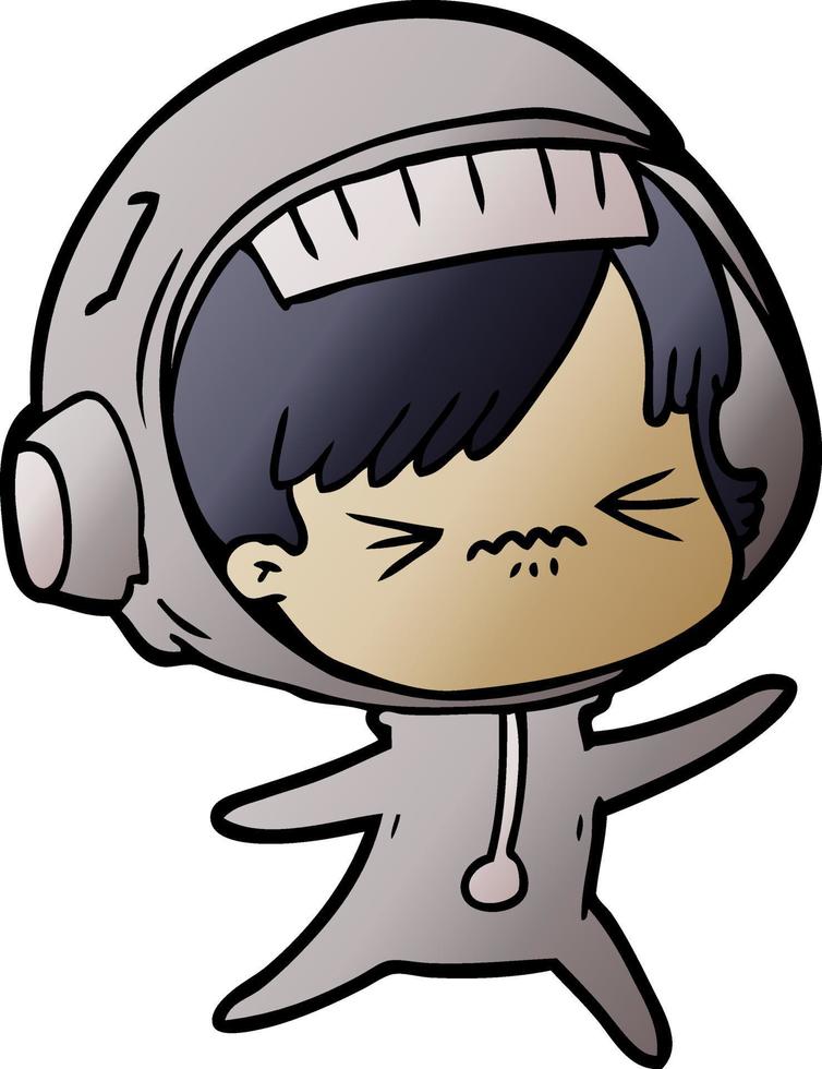 angry cartoon space girl vector