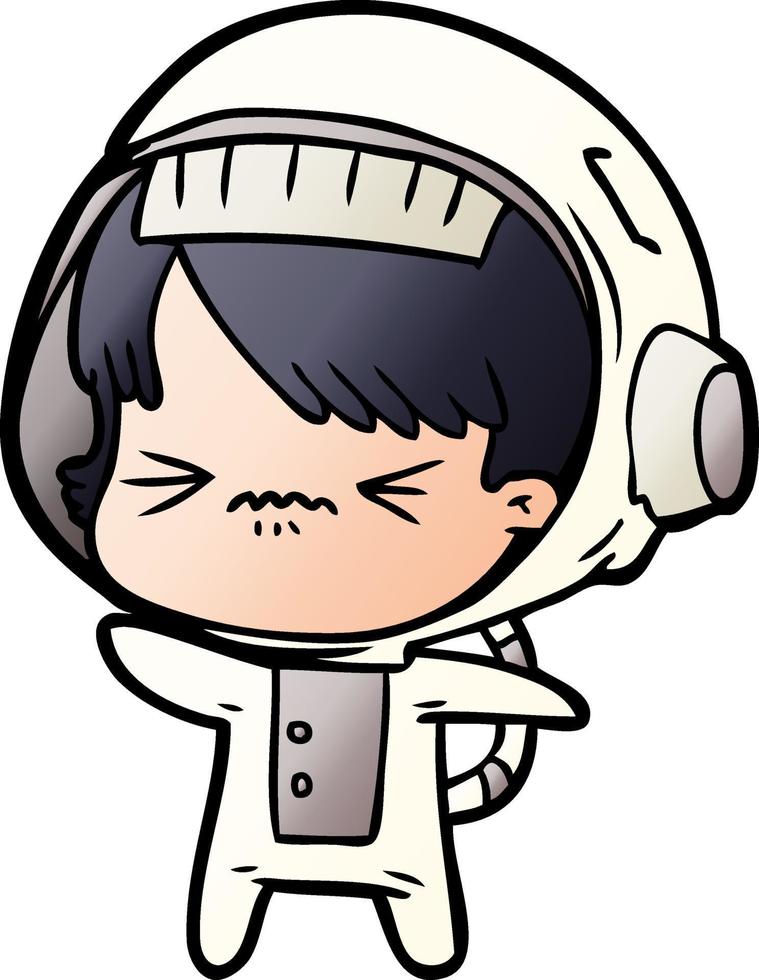 angry cartoon space girl vector