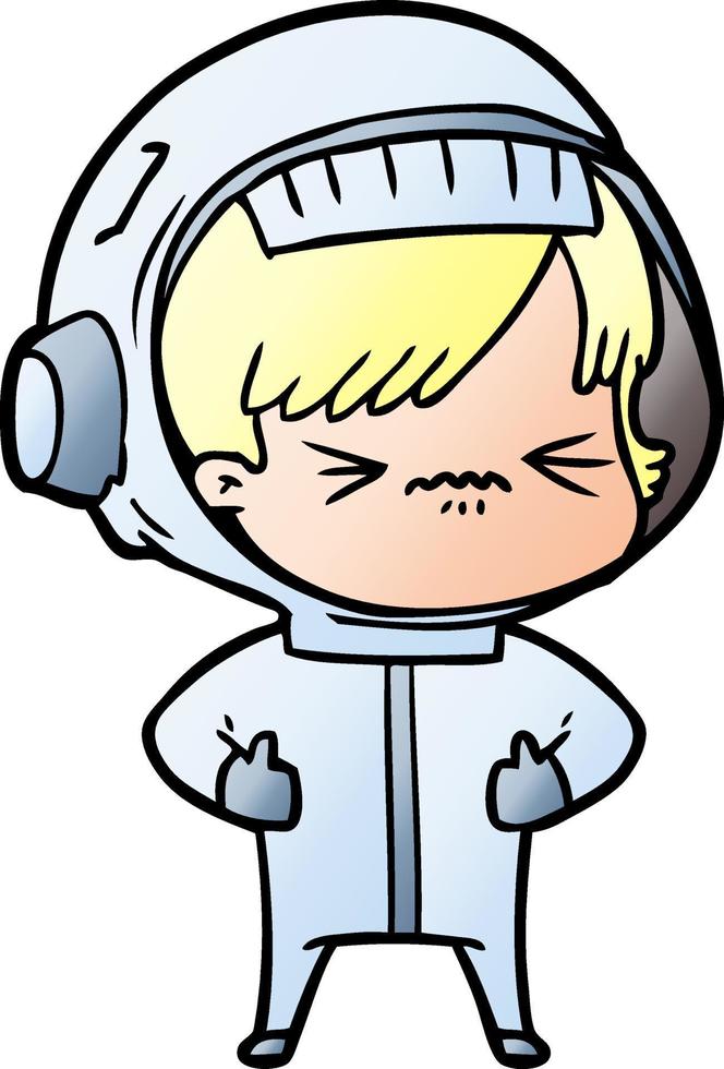 angry cartoon space girl vector