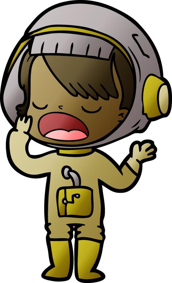 cartoon astronaut girl yawning vector
