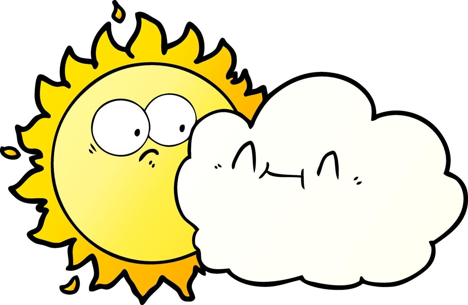 cute cartoon cloud and sun vector